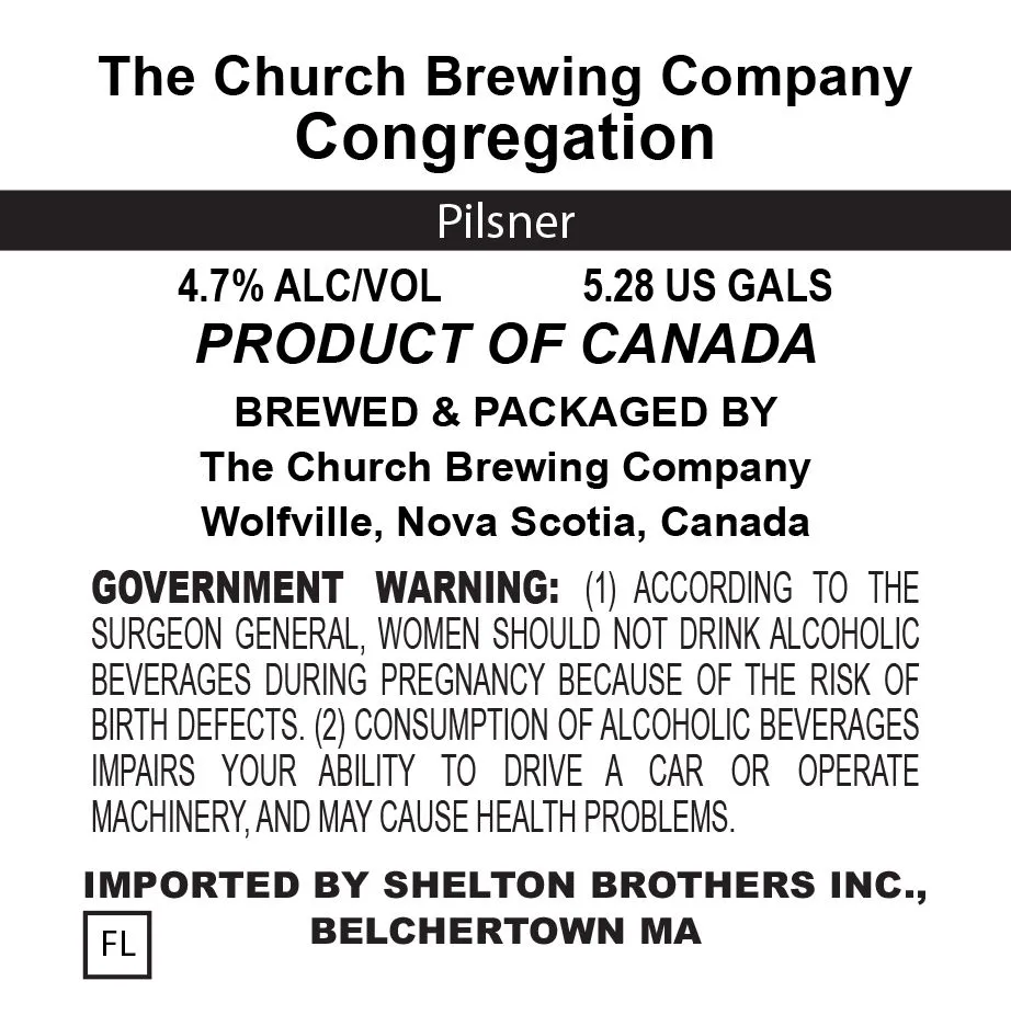 Congregation — full label as filed with TTB