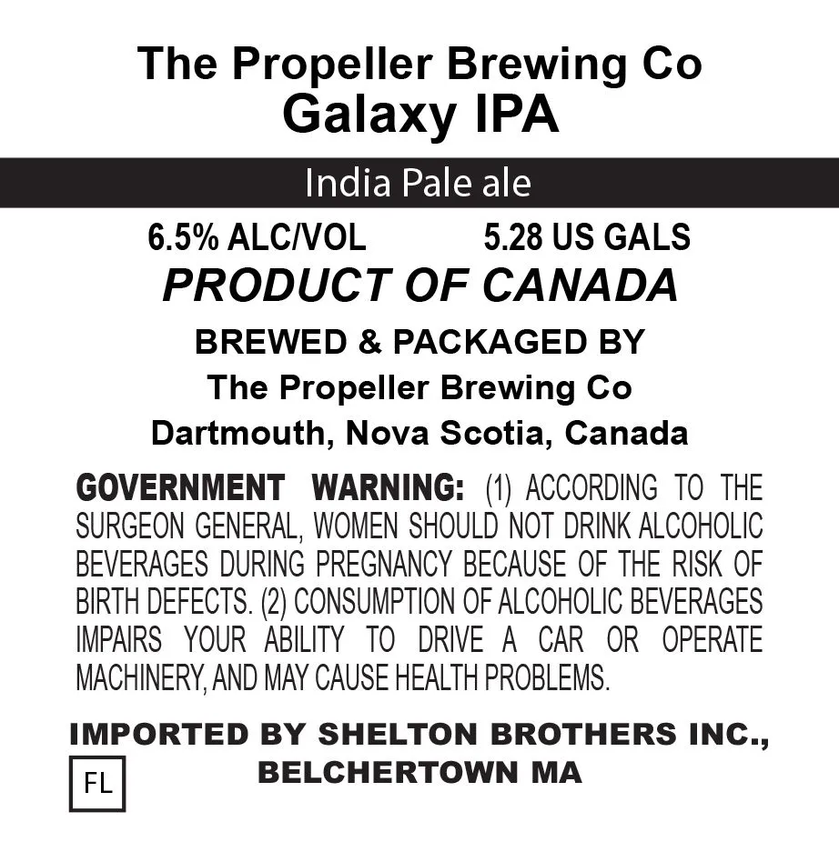 Galaxy IPA — full label as filed with TTB