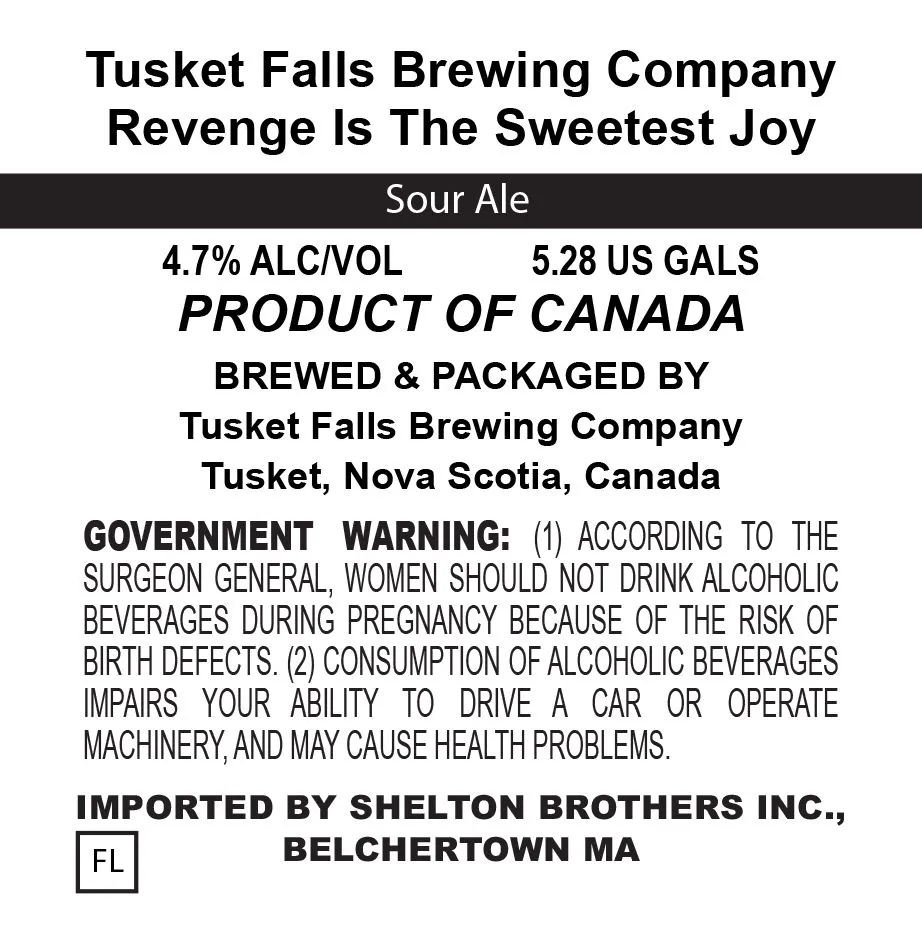 Revenge Is The Sweetest Joy — full label as filed with TTB