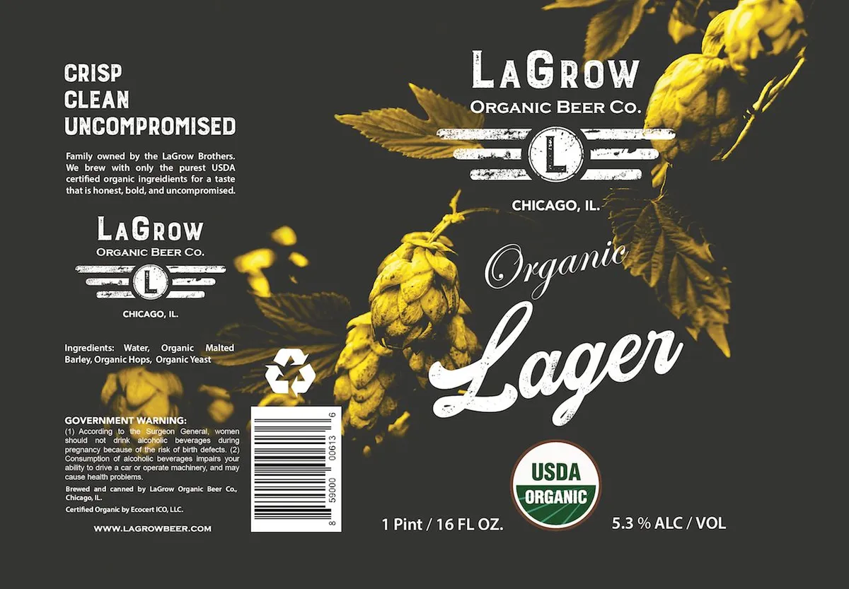 Organic Lager label art — LAGROW ORGANIC BEER CO.