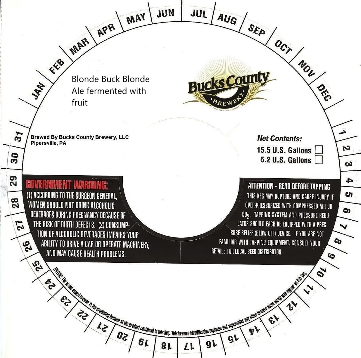 Blonde Buck Blonde Ale Fermented With Fruit — full label as filed with TTB