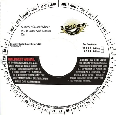 Summer Solace Wheat Ale Brewed With Lemon Zest label
