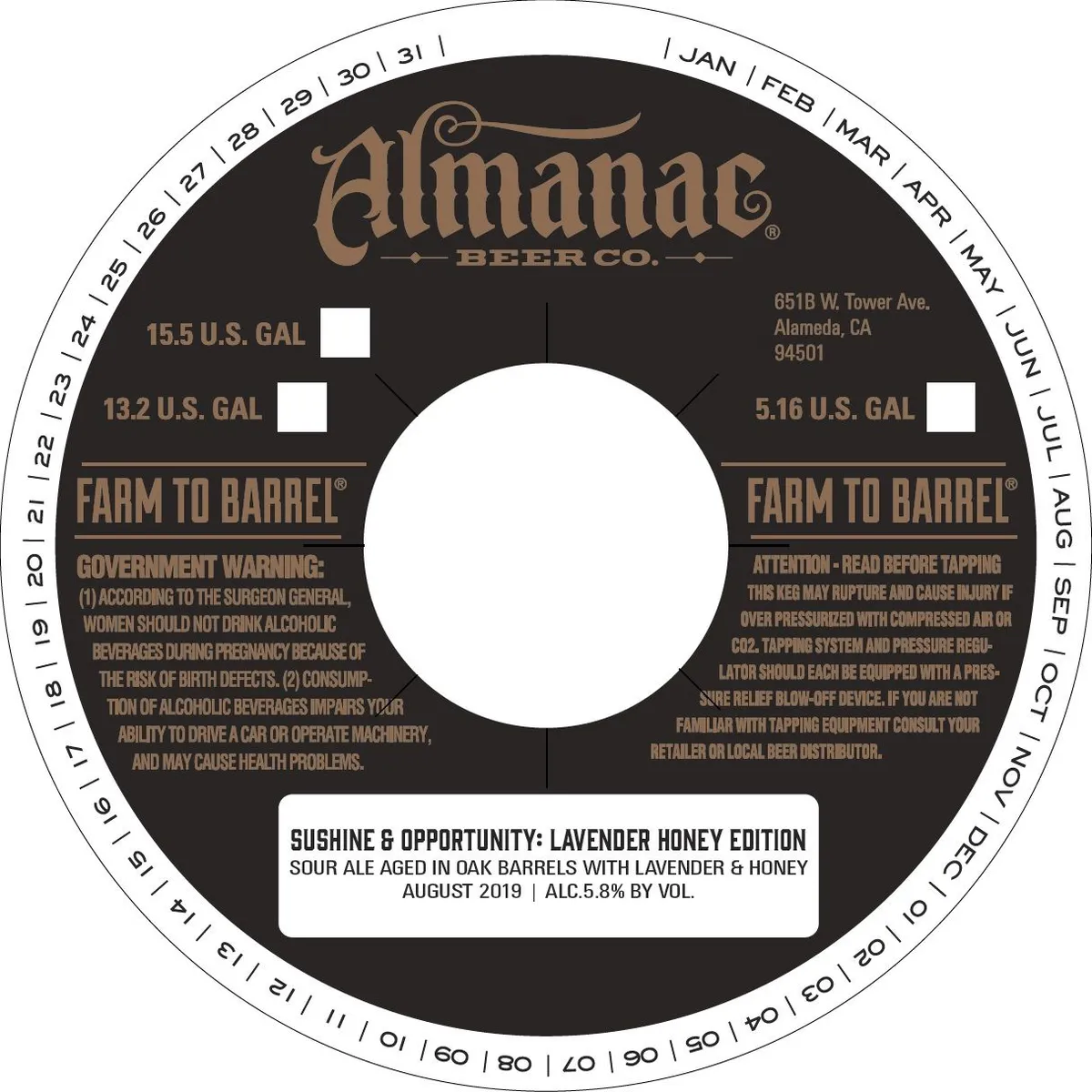 Sunshine & Opportunity: Lavender Honey Edition — full label as filed with TTB