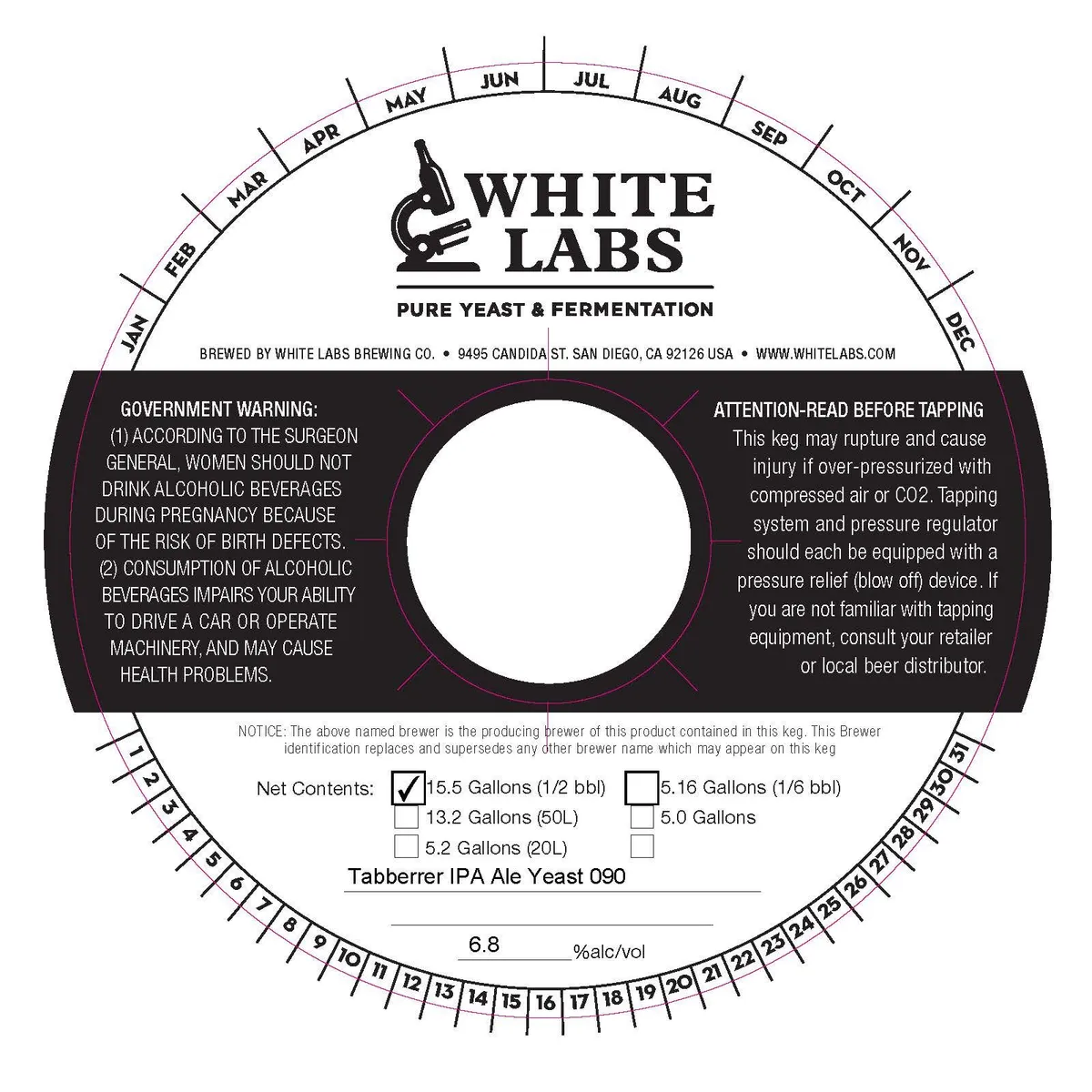 Tabberrer IPA Ale Yeast 090 — full label as filed with TTB