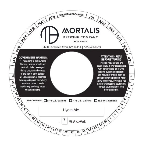 Hydra Ale — full label as filed with TTB
