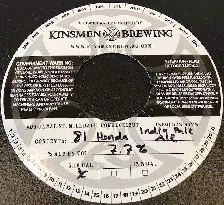 81 Honda — full label as filed with TTB
