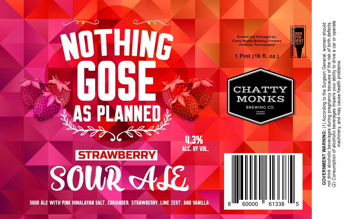 Nothing Gose As Planned label art — CHATTY MONKS BREWING CO.