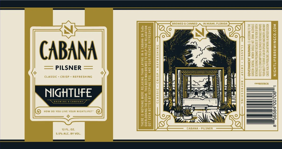 Cabana Pilsner label art — CABANA PILSNER