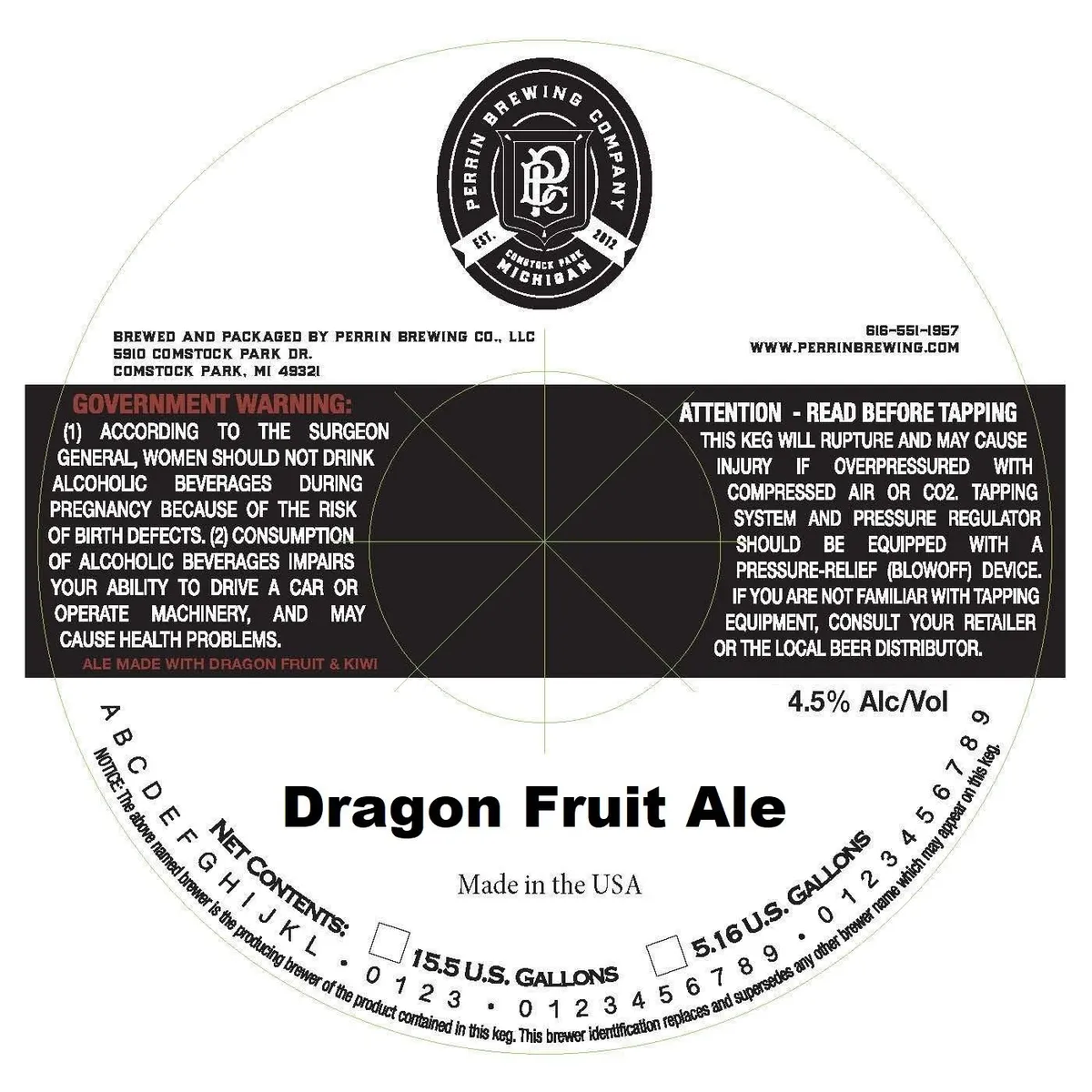 Dragon Fruit Ale — full label as filed with TTB
