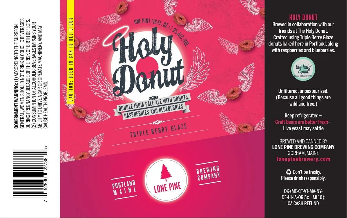 Holy Donut Triple Berry Glaze label art — LONE PINE BREWING COMPANY