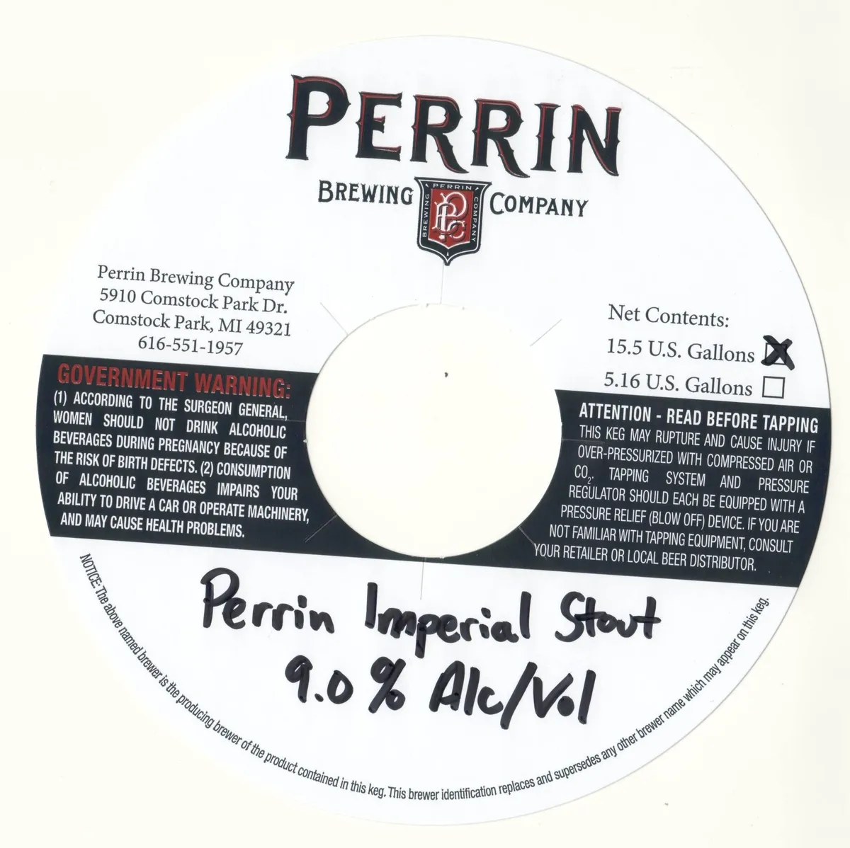 Perrin Imperial Stout — full label as filed with TTB