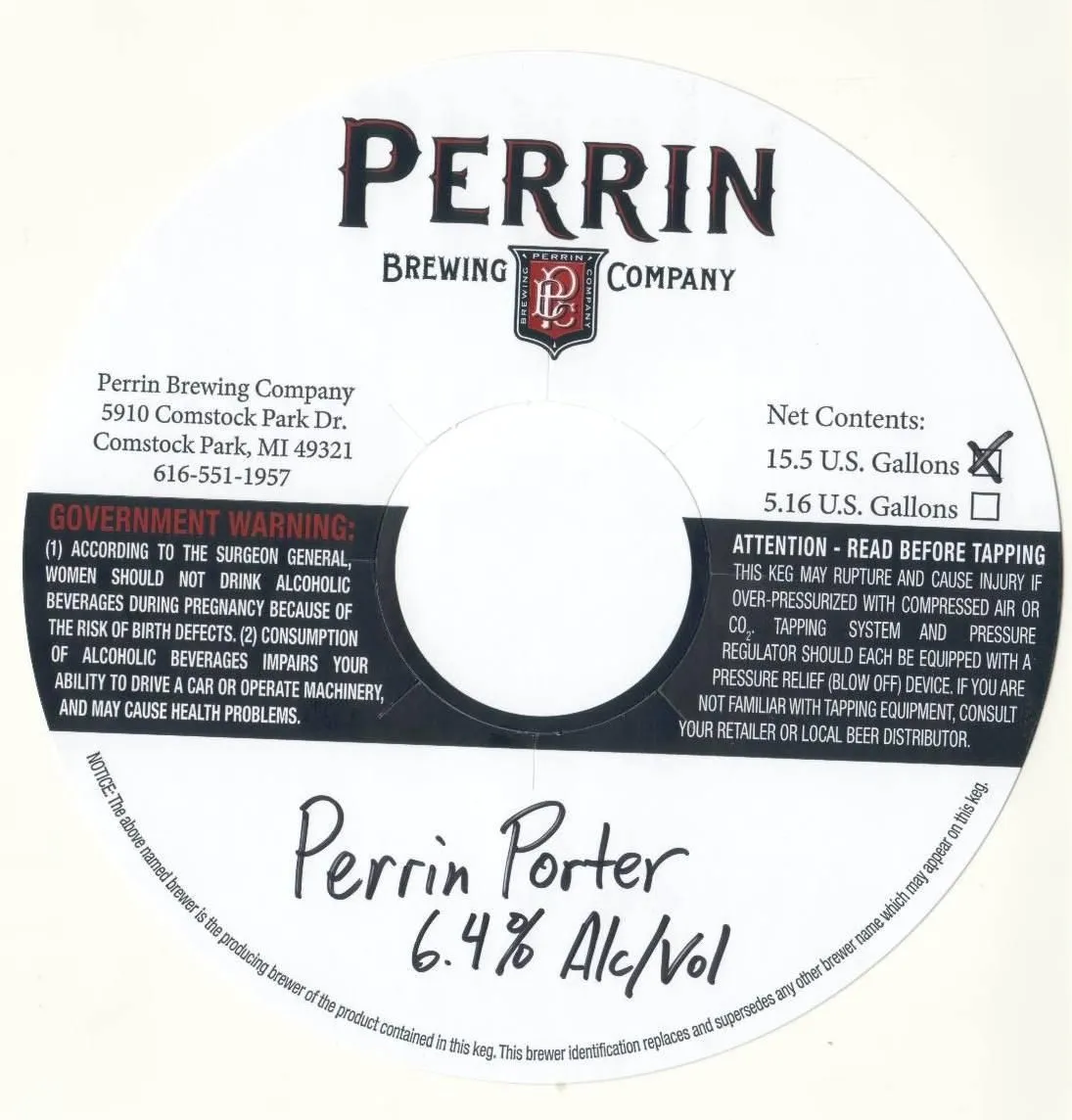 Perrin Porter — full label as filed with TTB