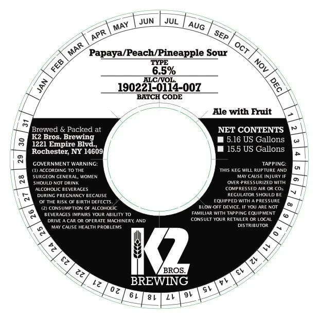 Papaya/Peach/Pineapple Sour — full label as filed with TTB