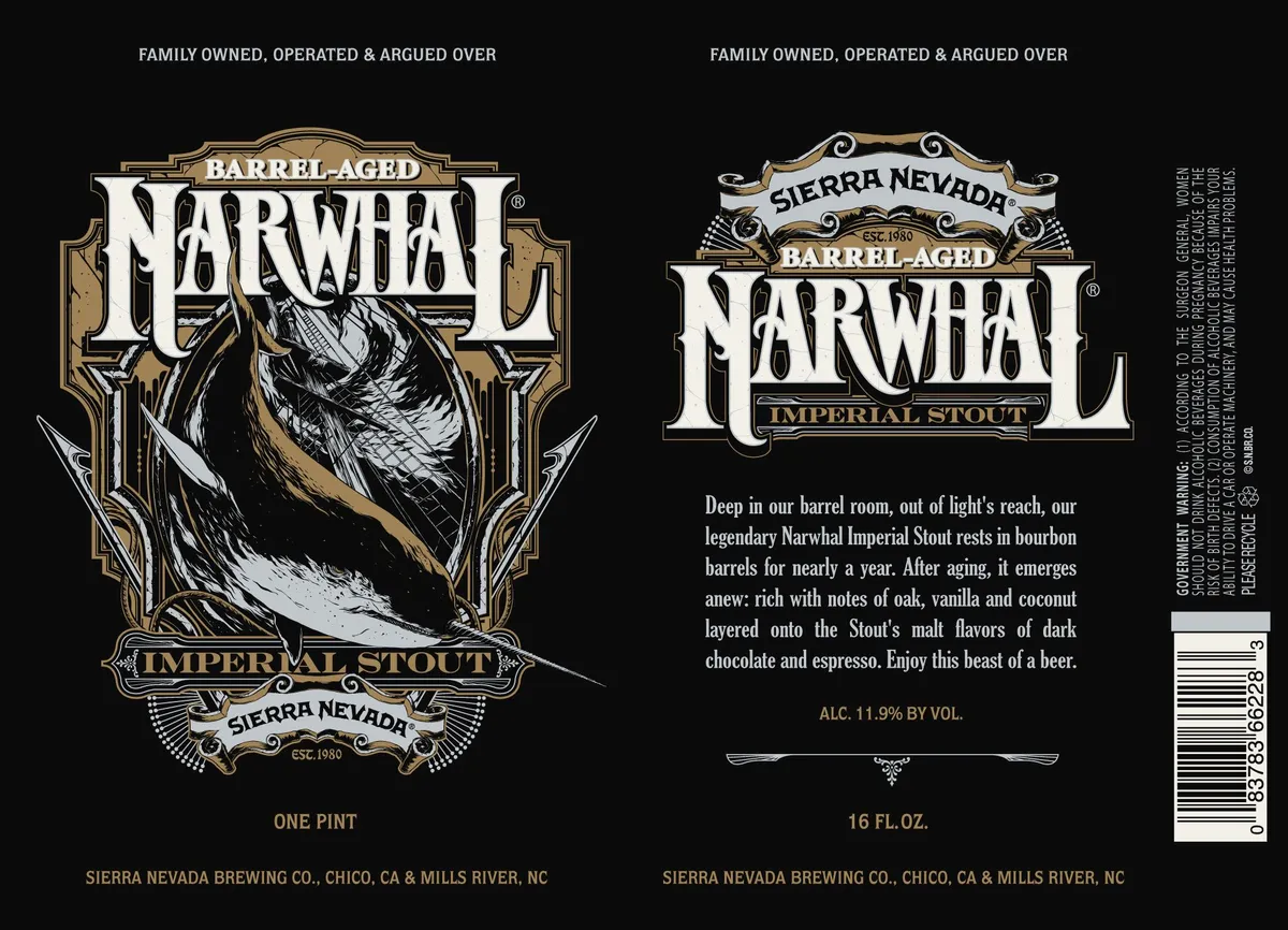 Barrel-Aged Narwhal label