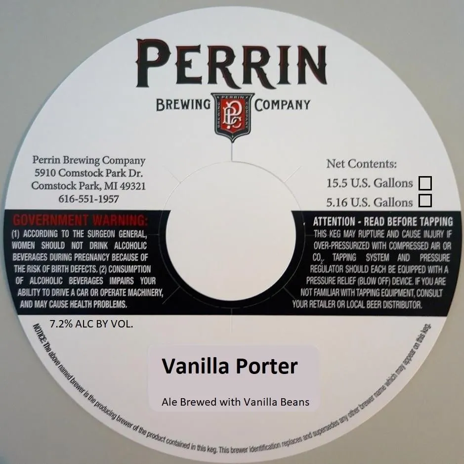 Vanilla Porter — full label as filed with TTB
