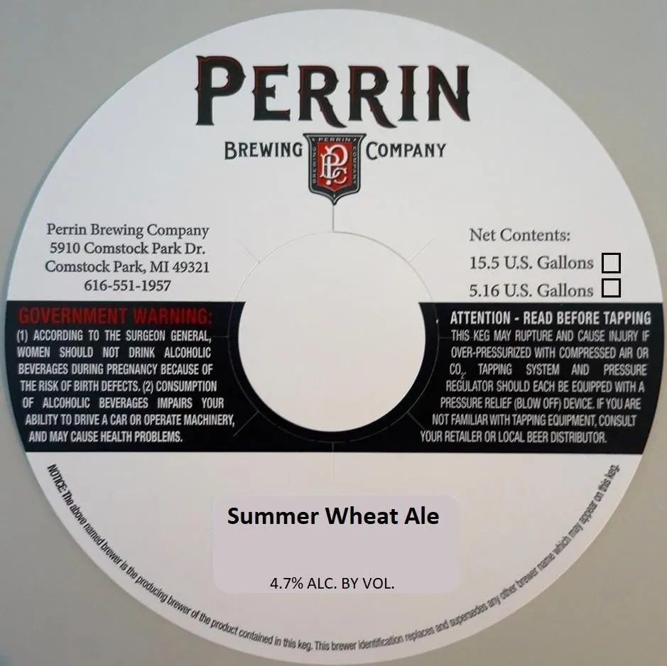 Summer Wheat Ale — full label as filed with TTB