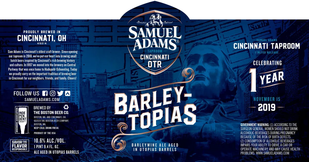 Cincinnati Taproom Barley-Topias label art — SAMUEL ADAMS