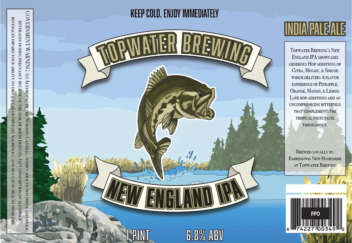 New England IPA label art — TOPWATER BREWING