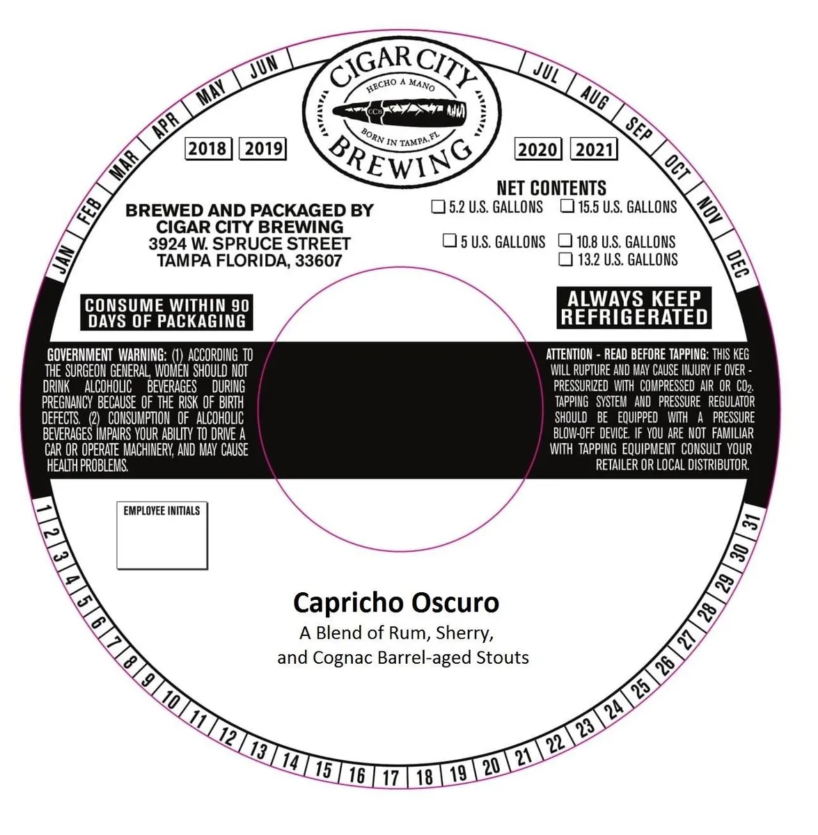 Capricho Oscuro — full label as filed with TTB
