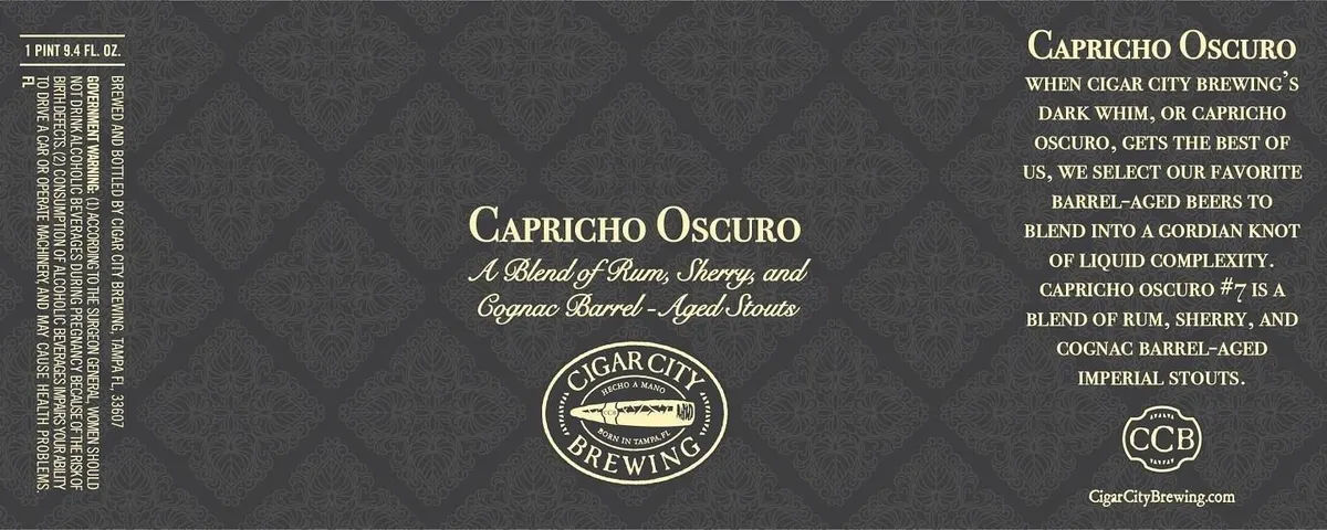 Capricho Oscuro — full label as filed with TTB
