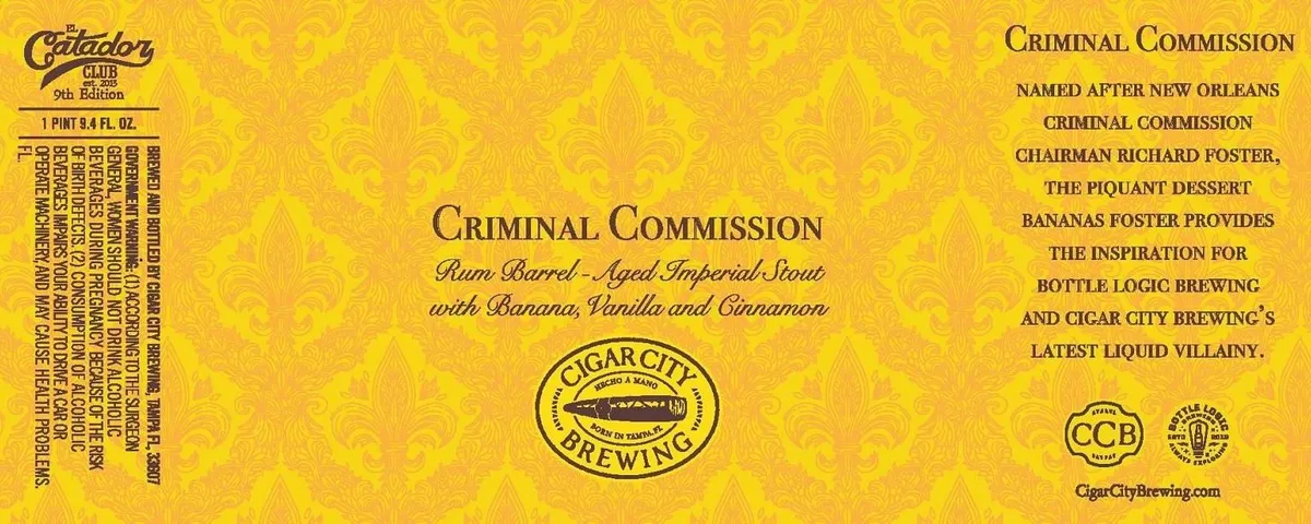 Criminal Commission — full label as filed with TTB