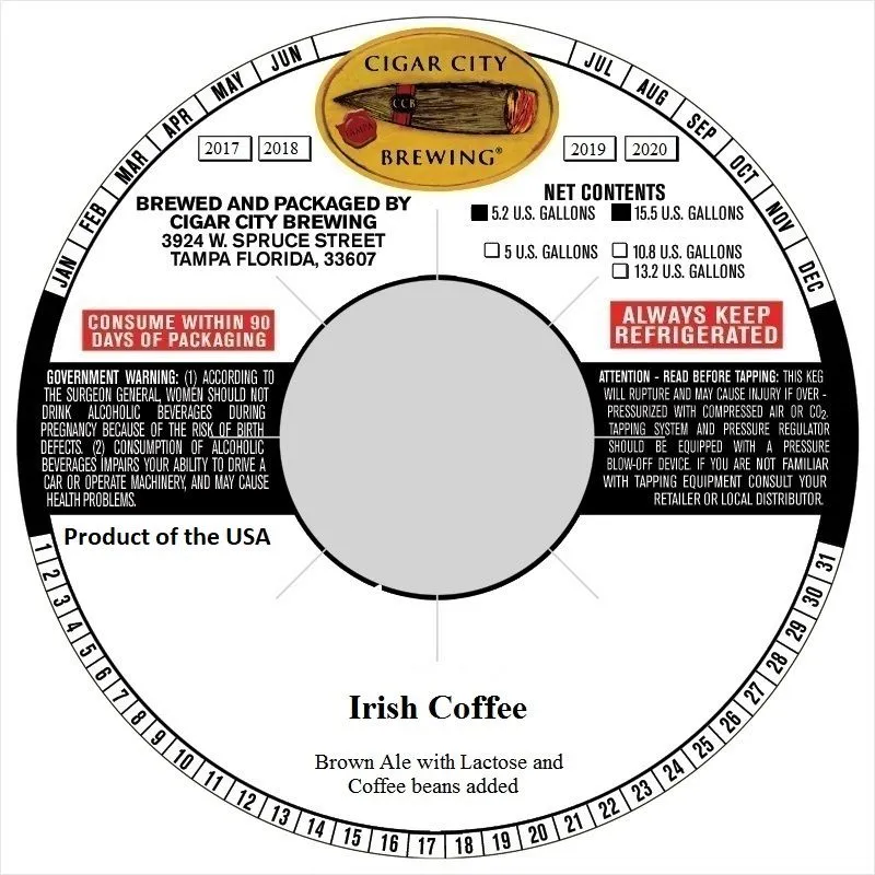 Irish Coffee — full label as filed with TTB
