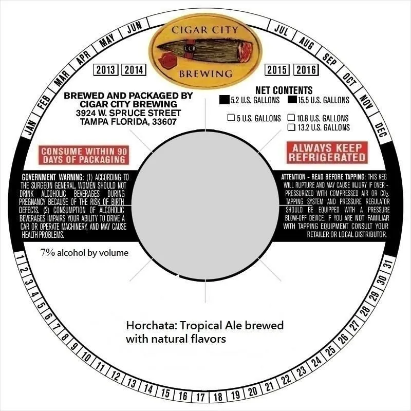Horchata — full label as filed with TTB