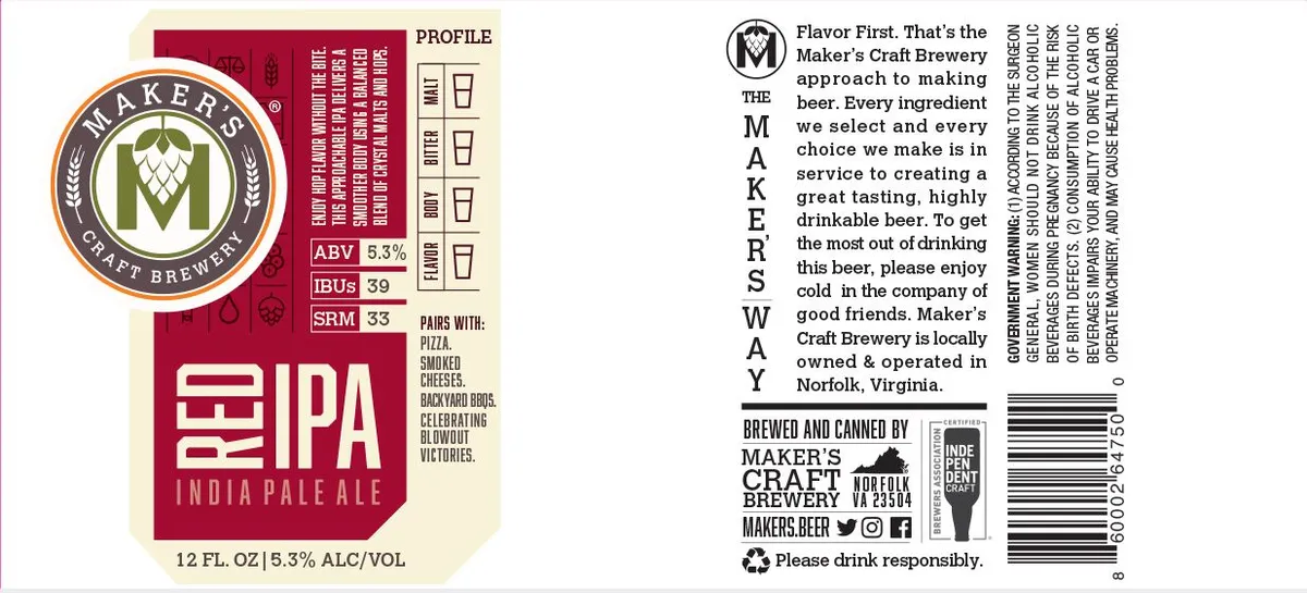 Red IPA label