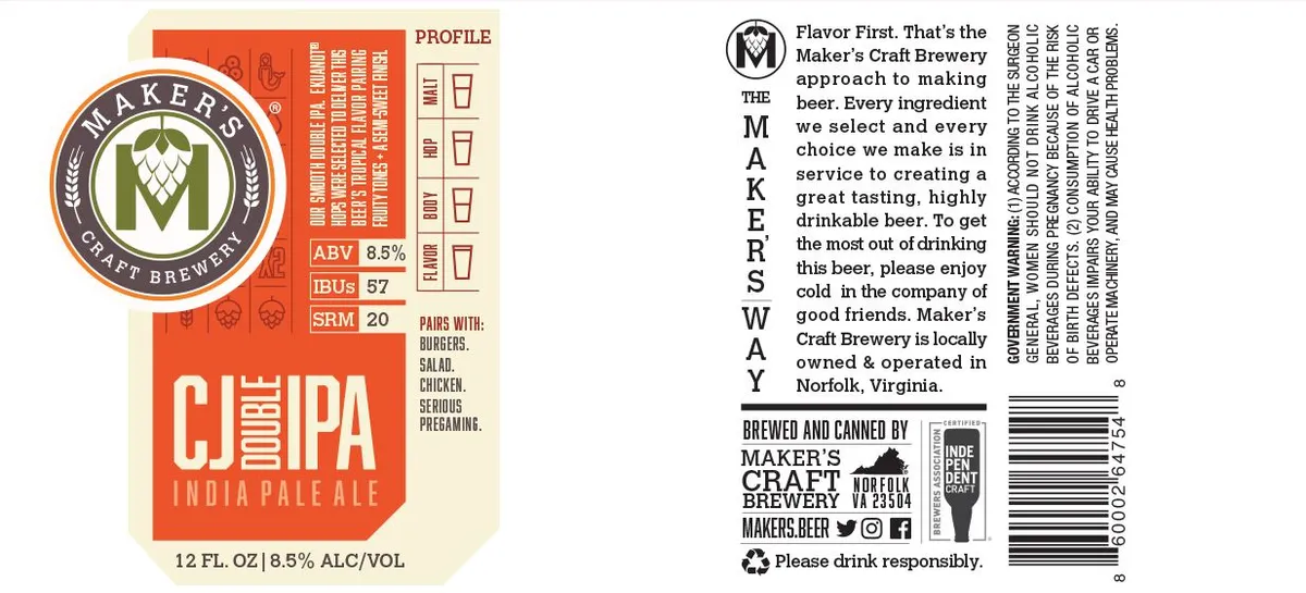 CJ Double IPA label