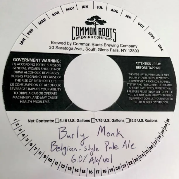 Burly Monk — full label as filed with TTB