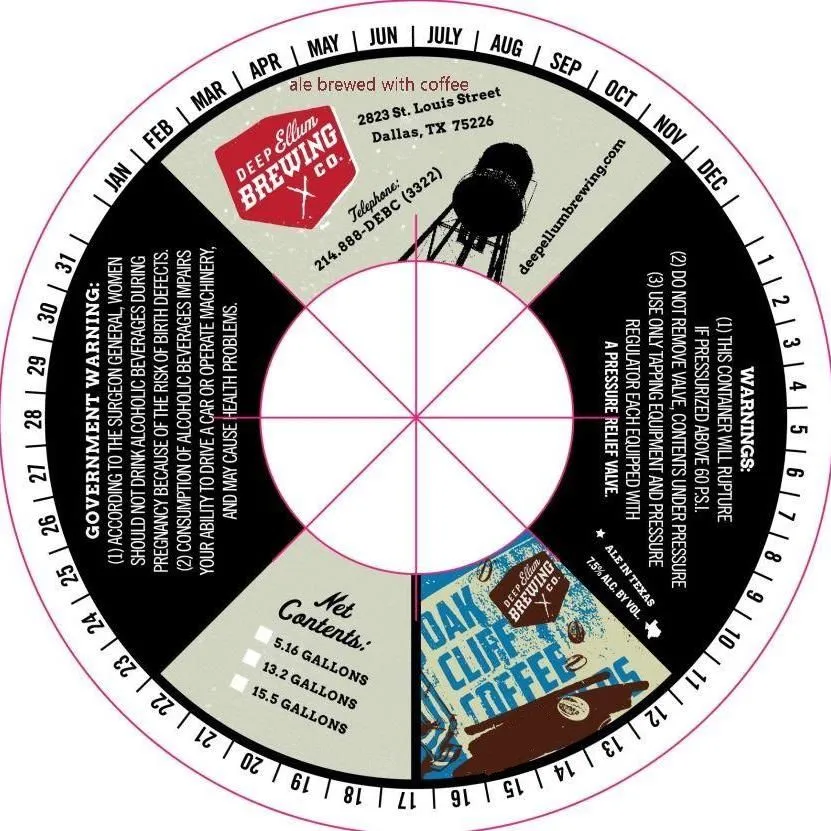 Oak Cliff Coffee — full label as filed with TTB