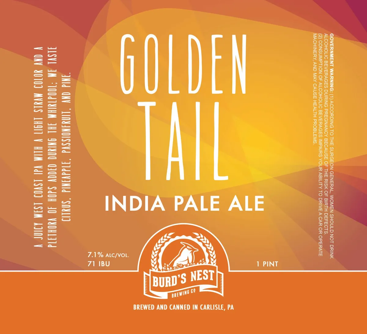 Golden Tail India Pale Ale — full label as filed with TTB