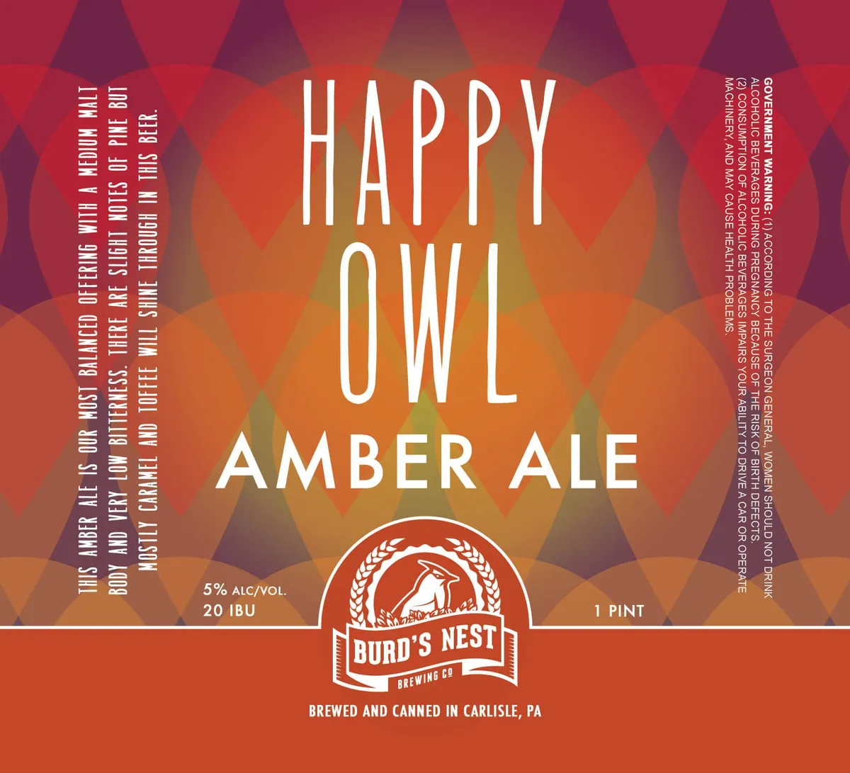 Happy Owl Amber Ale — full label as filed with TTB