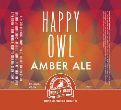 Happy Owl Amber Ale label