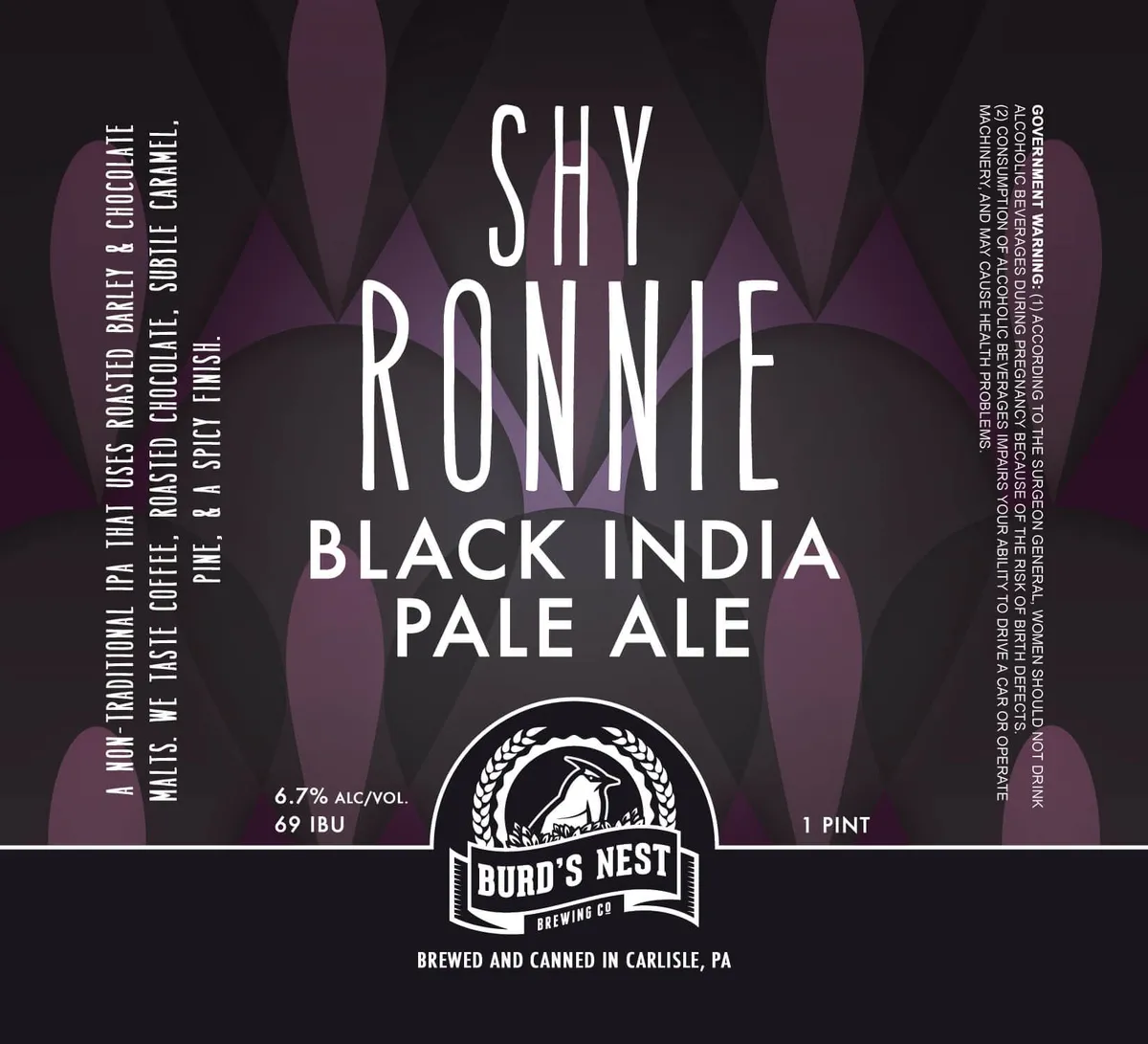 Shy Ronnie Black India Pale Ale — full label as filed with TTB
