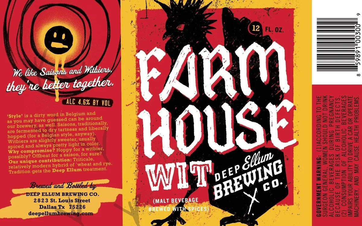 Farmhouse Wit label art — DEEP ELLUM BREWING CO