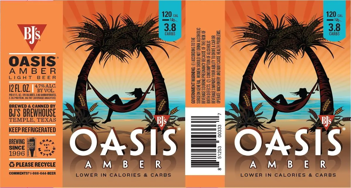 Oasis Amber — full label as filed with TTB