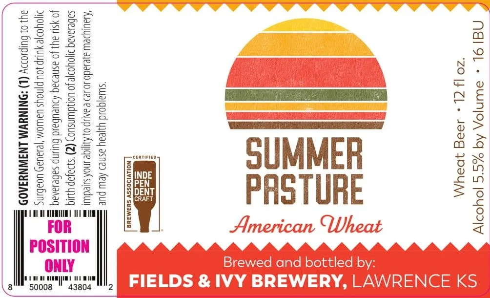 Summer Pasture American Wheat — full label as filed with TTB