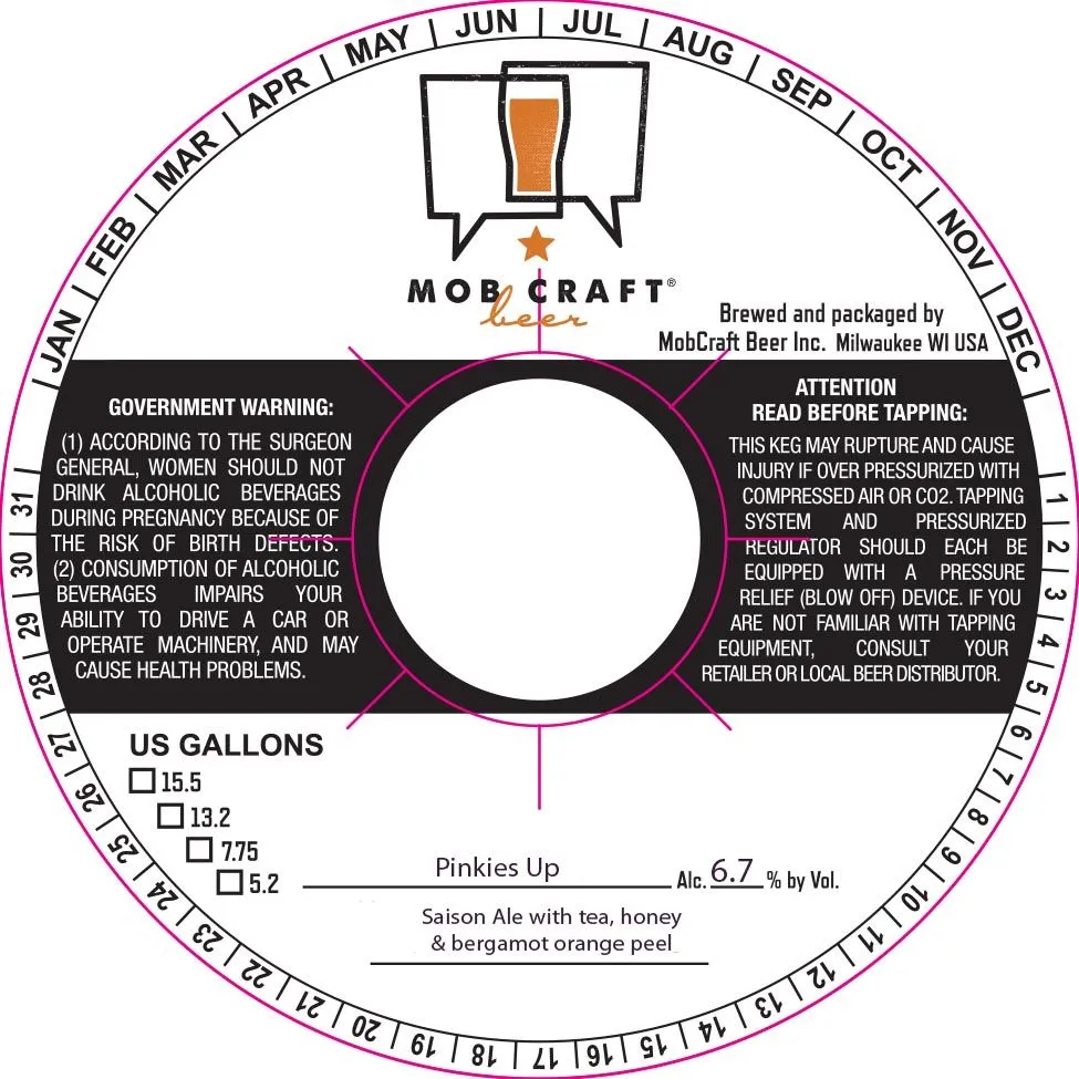 Pinkies Up — full label as filed with TTB