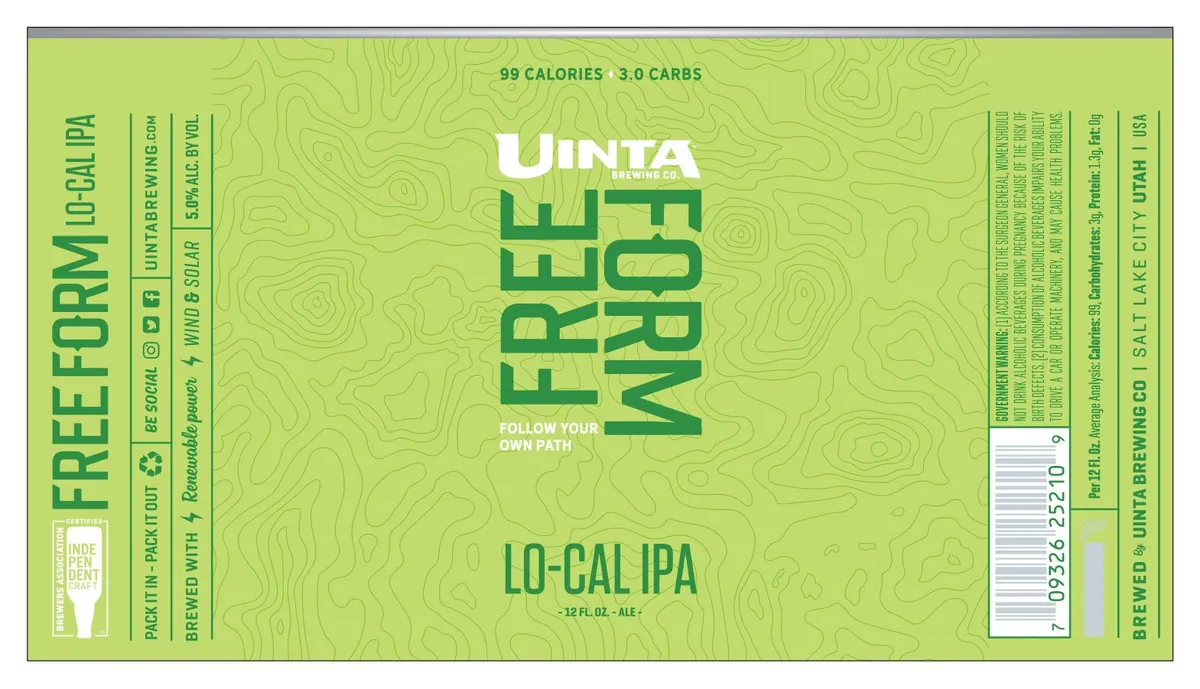 Free Form Lo-Cal IPA — full label as filed with TTB