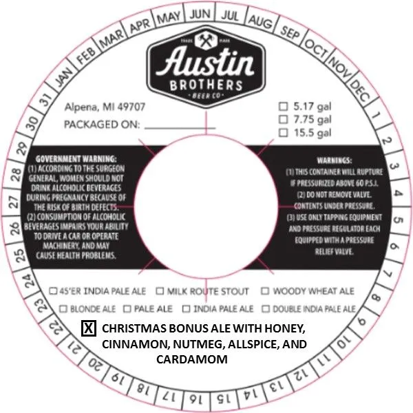 Christmas Bonus Ale — full label as filed with TTB