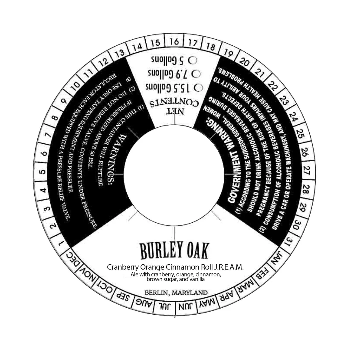 Burley Oak Cranberry Orange Cinnamon Roll J.R.E.A.M. — full label as filed with TTB