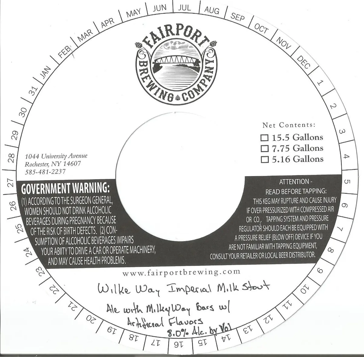 Wilke Way Imperial Milk Stout — full label as filed with TTB