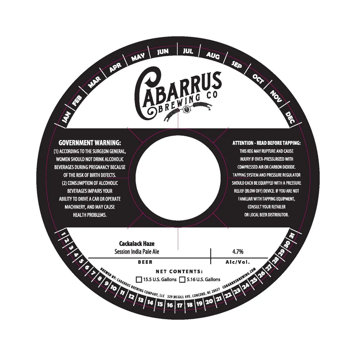 Cackalack Haze — full label as filed with TTB