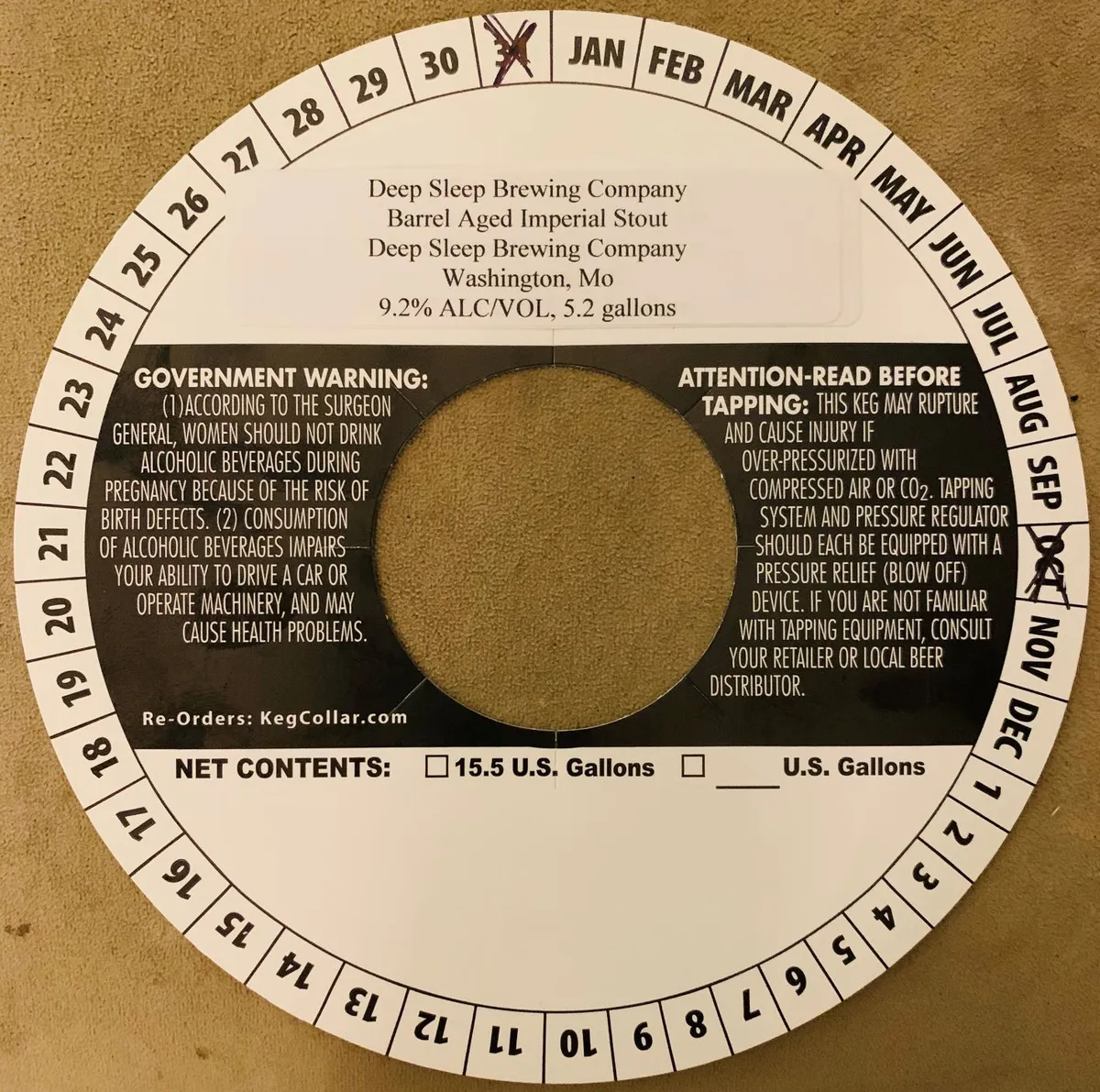 Barrel Aged Imperial Stout — full label as filed with TTB