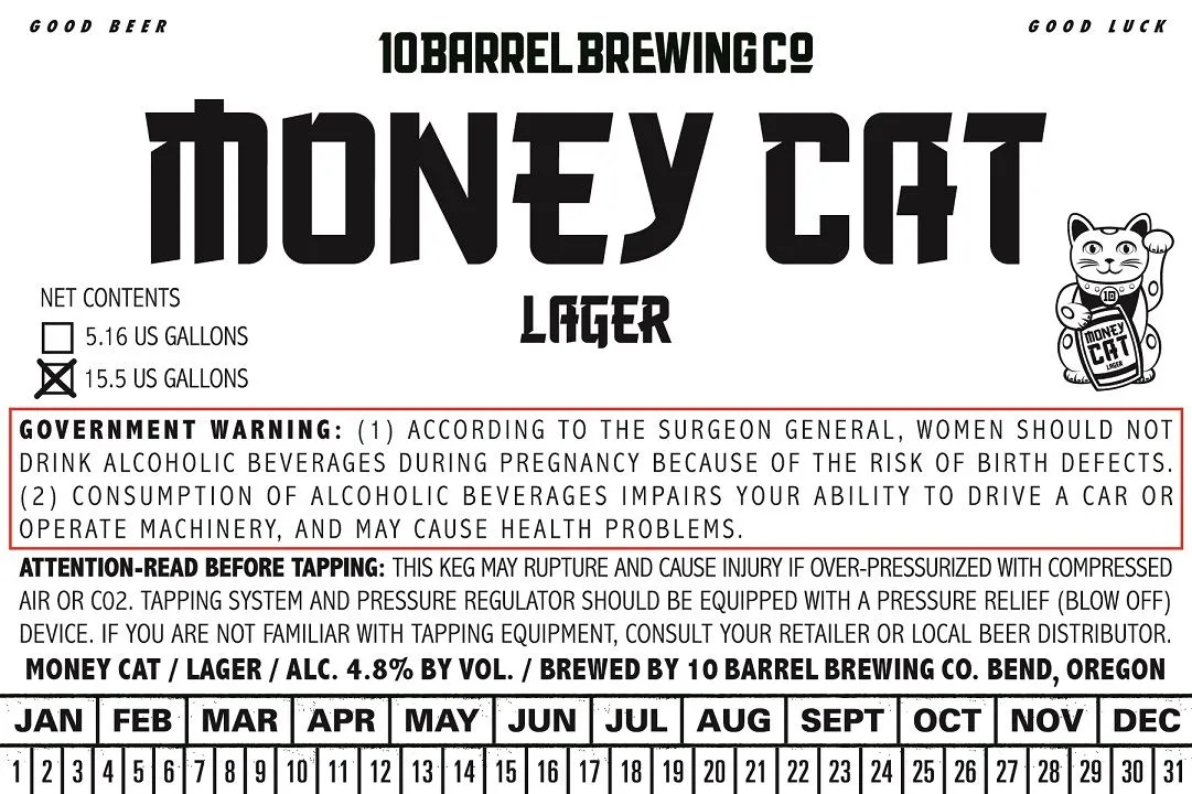 Money Cat — full label as filed with TTB