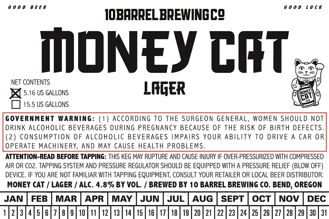 Money Cat — full label as filed with TTB