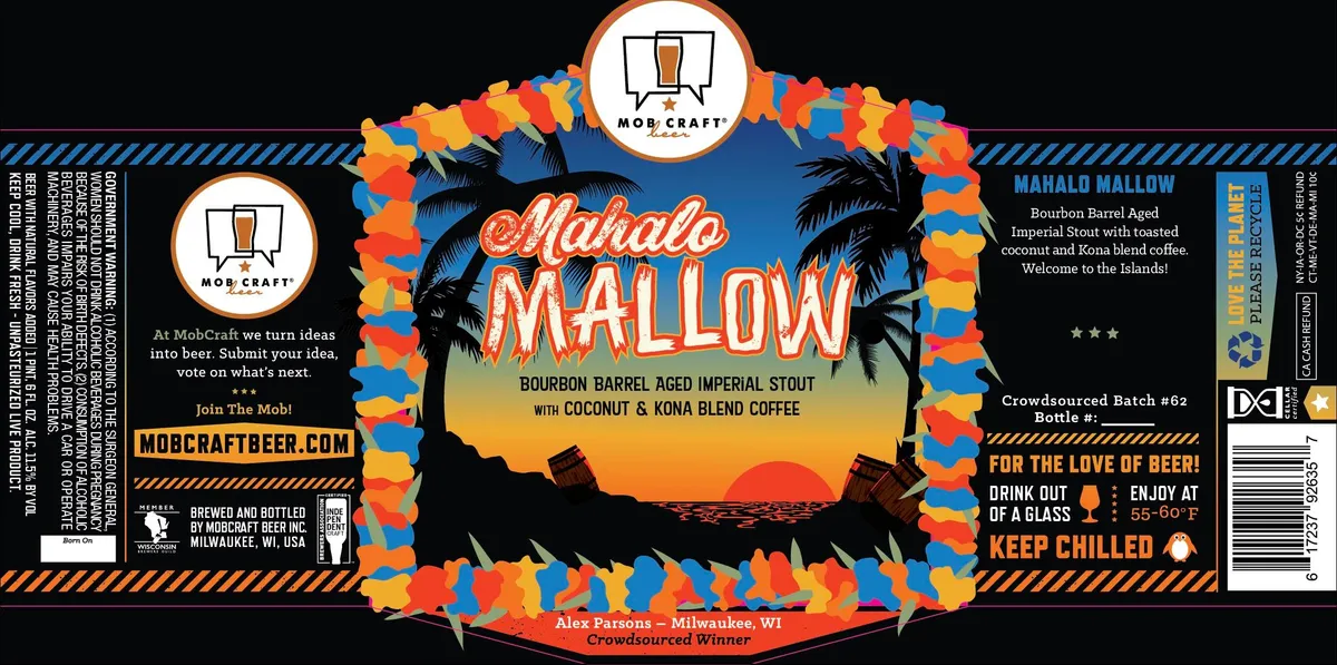 Mahalo Mallow label art — MOBCRAFT BEER INC
