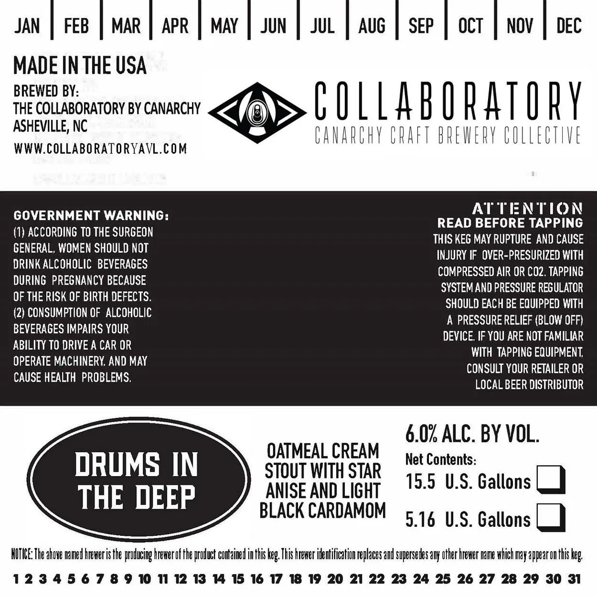 Drums In The Deep — full label as filed with TTB