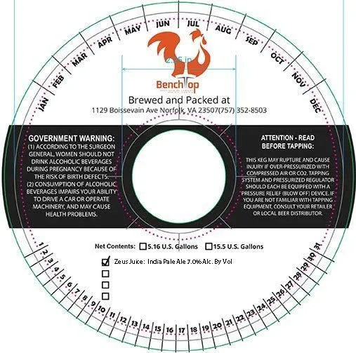 Zeus Juice — full label as filed with TTB